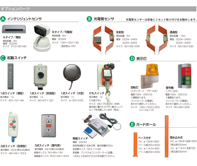 シートシャッター 門番 屋内用 Ｇシリーズ オプション